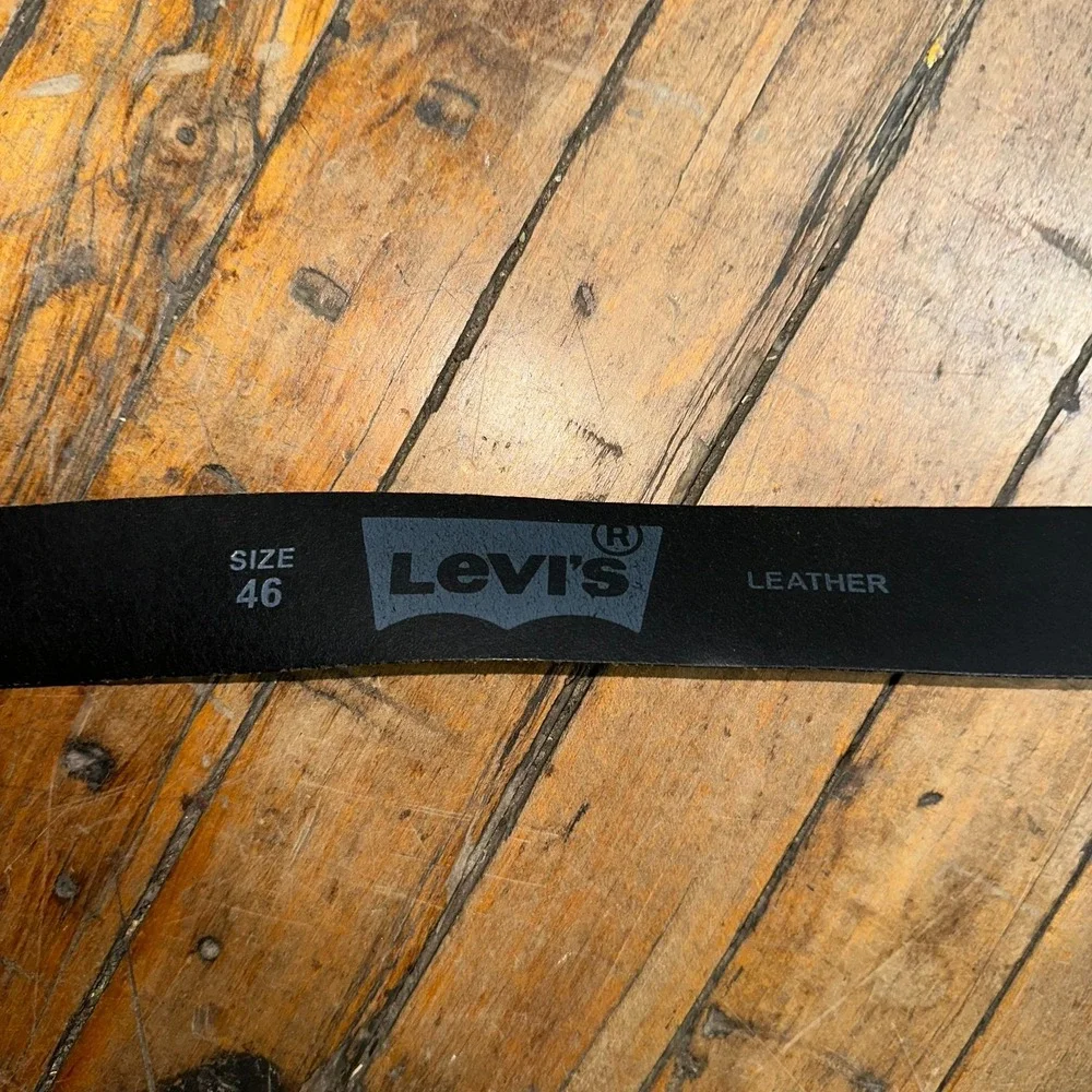Levi Strauss Belt‎ Men's Size 46 Black Genuine Leather Stainless Steel Buckle